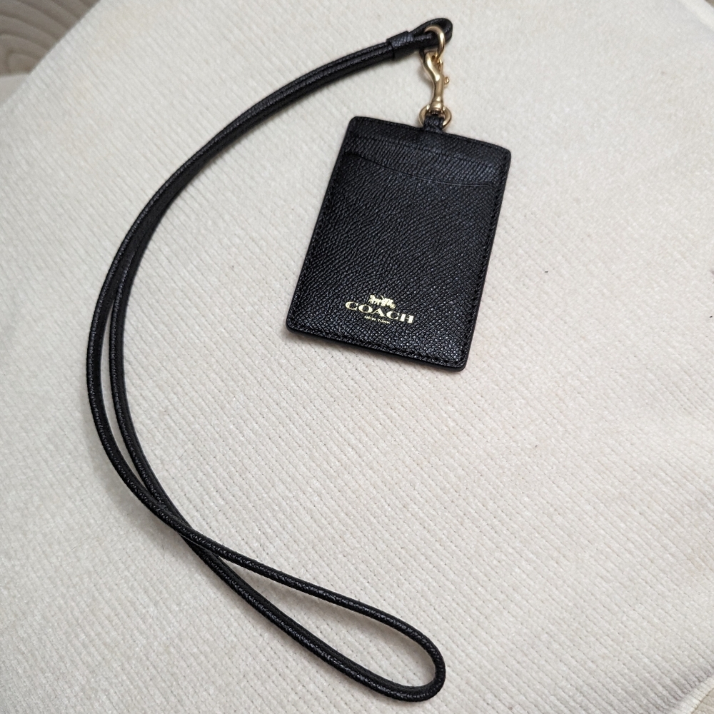 SOLD Black Gold Coach ID Lanyard